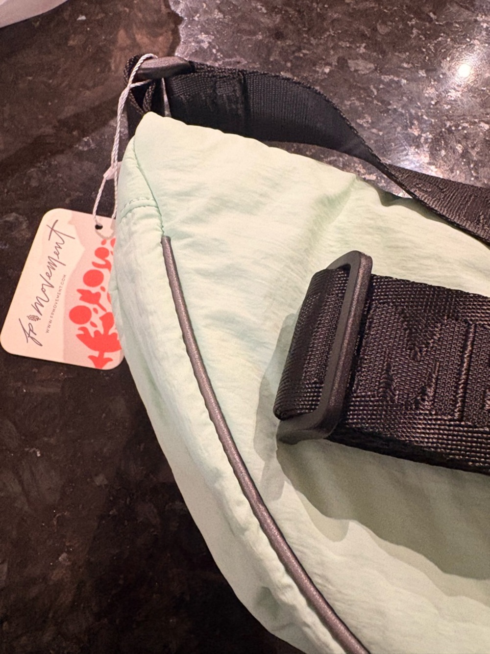Free People Mint Green Travel Crossbody Bag with Black Strap